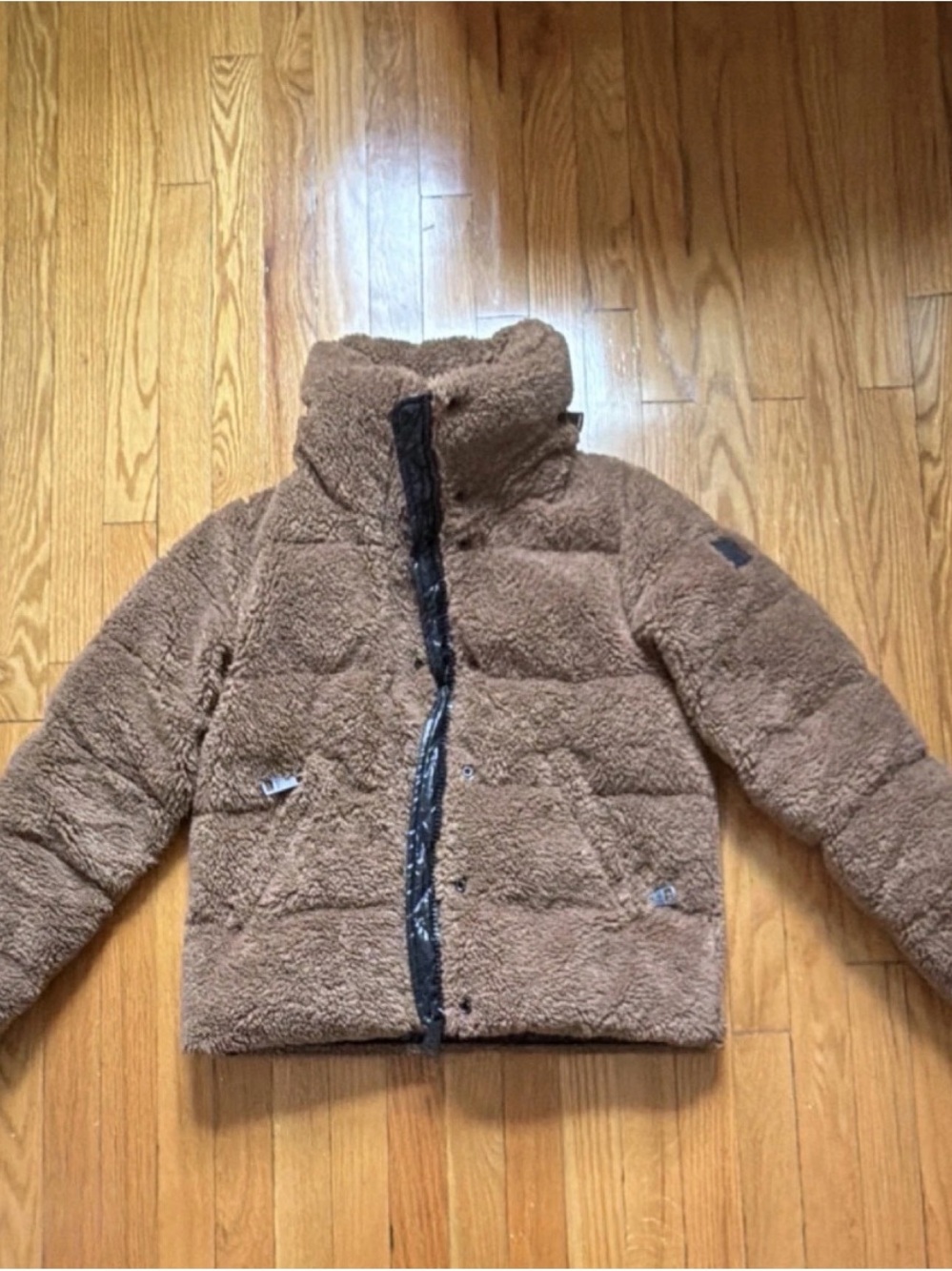 SAM. Women’s Brown Teddy Puffer Jacket - Plush Insulated Coat
